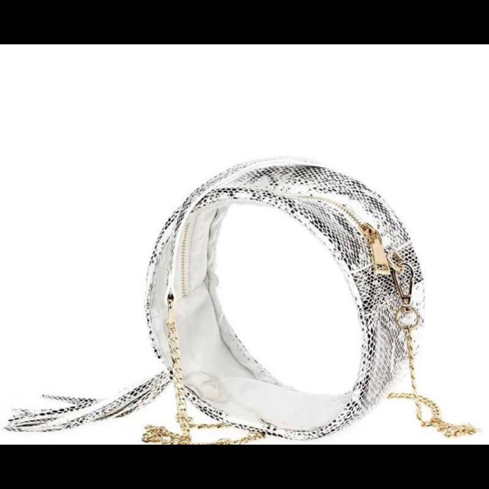White snakeskin purse